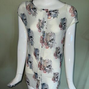 Sophie Max -white cap sleeve skull print blouses